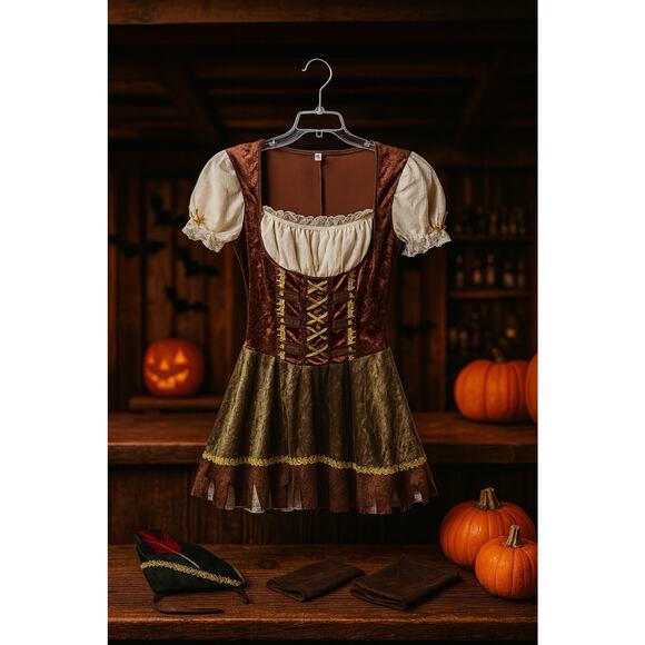 Oktoberfest / Robin Hood / Medieval Tavern Costume – Juniors M, Corset Dress Set - Picture 1 of 5